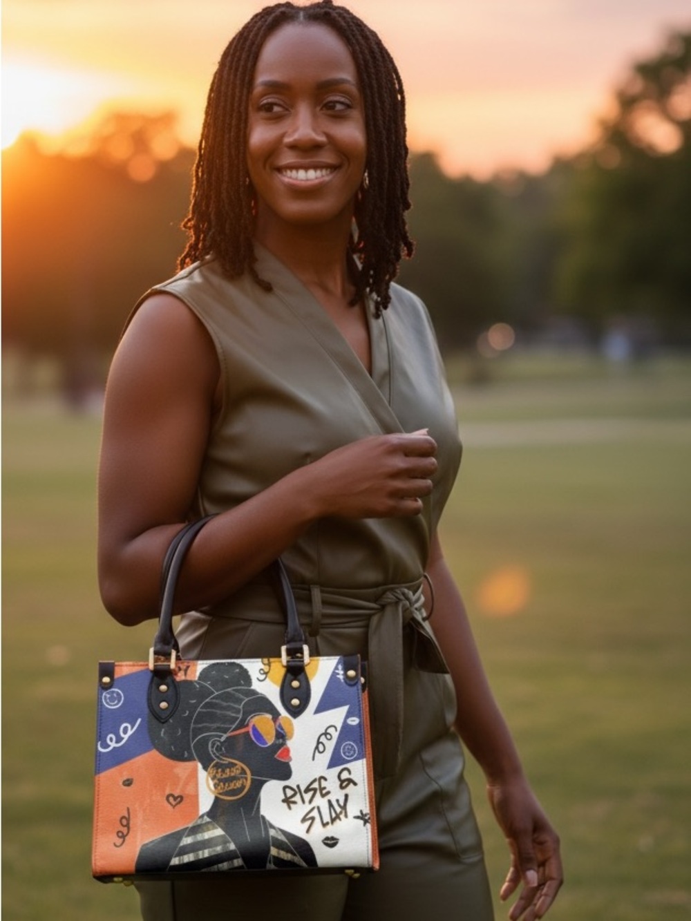 Afroyla Sanaa Handbag Rise & Slay Black Queen Graphic Tote Bag - Multicolor - Picture 6 of 7